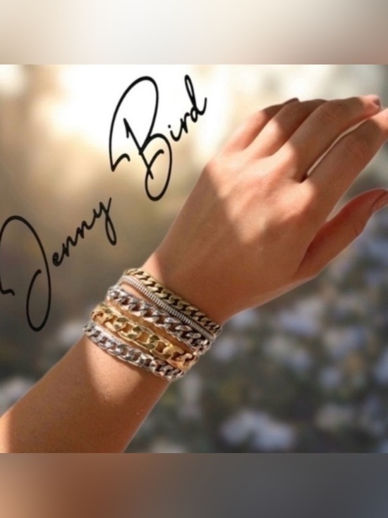 Jenny Bird Jewelry - Jenny Bird Austin Mixed Metal 5 Strand Chain Bracelet Two-Tone Silver Gold Cuff⁠